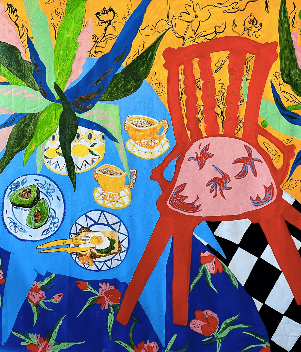 "Cappuccino for two", 155 x140cm, oil on canvas